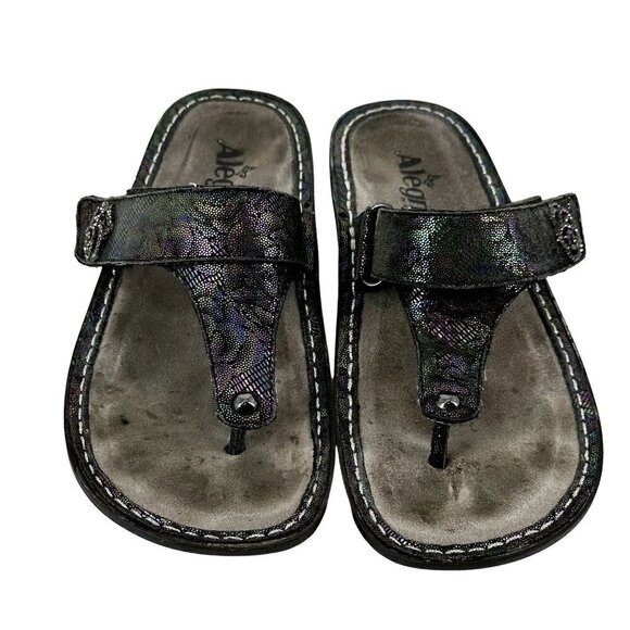 Alegria Carina Iridescent Confort Thong Sandals Size 38 Bling - Picture 1 of 12